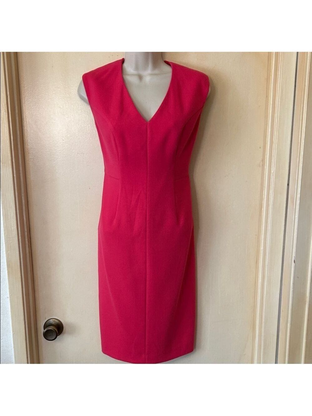 Eliza J Vibrant Pink V-Neck Midi Dress size 2P